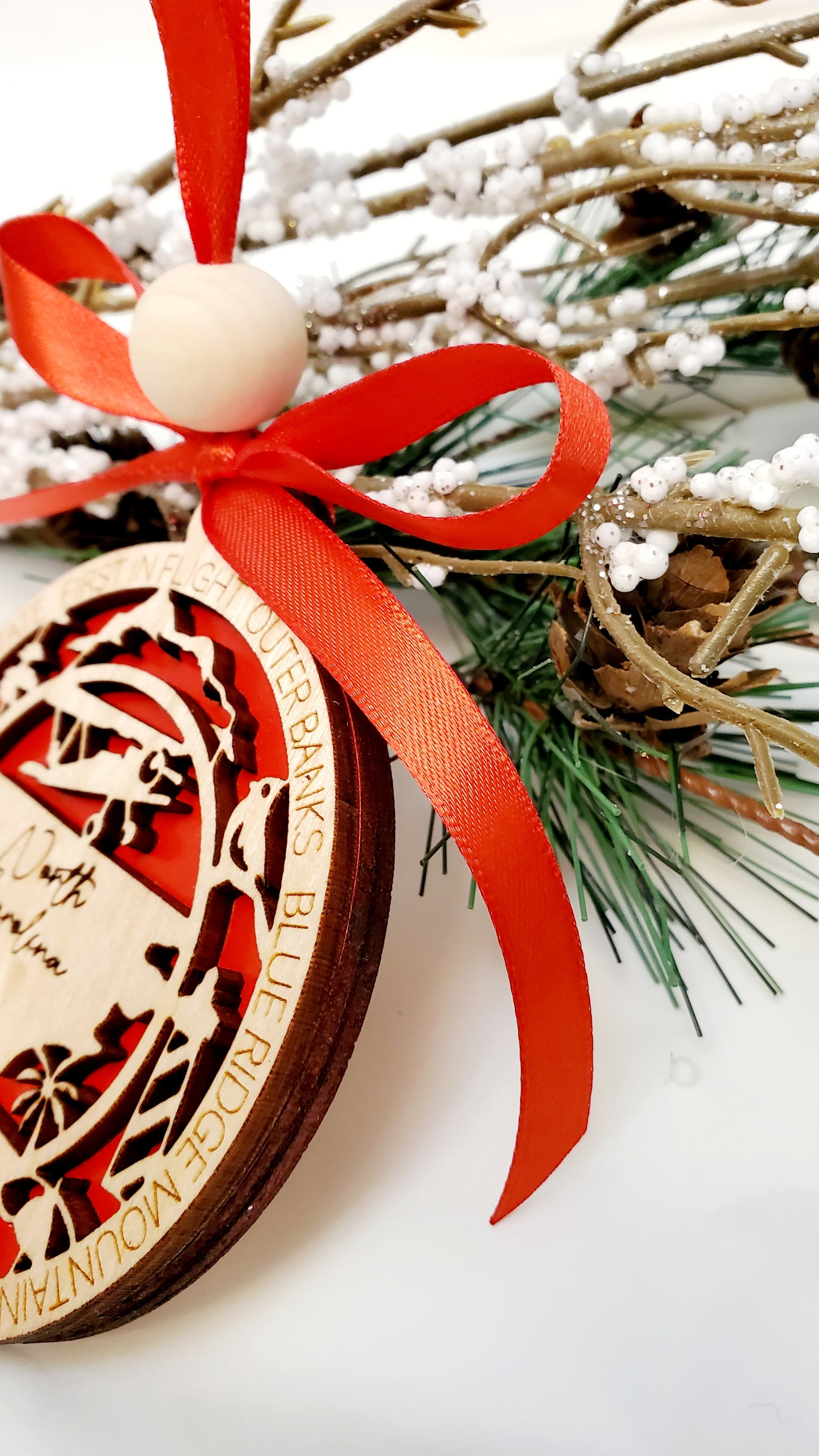 North Carolina State Christmas Ornament – Detailed Keepsake Gift for NC Lovers - dated w/current year charm