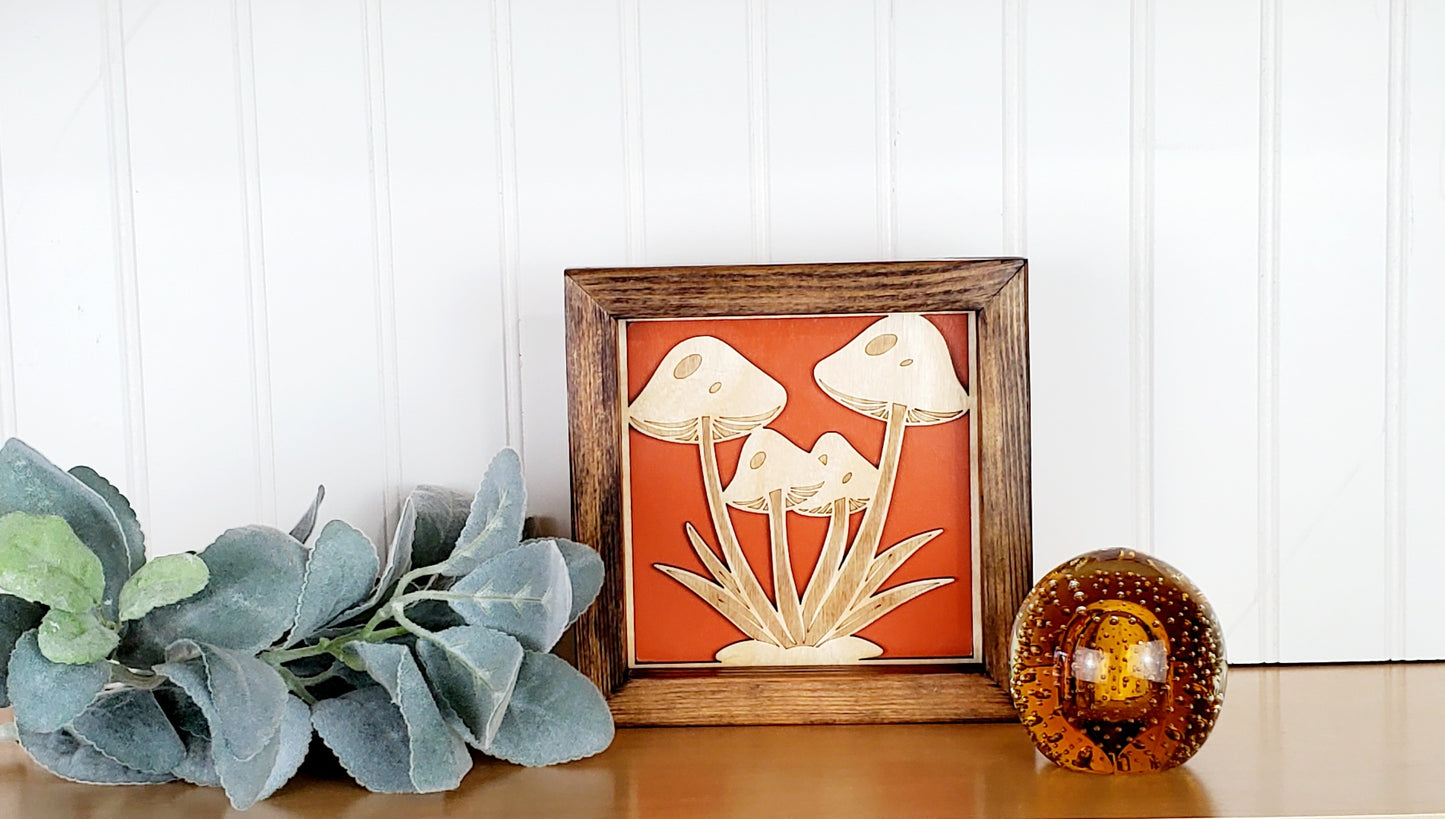 Wooden Mushroom Wall Art – Handmade Boho Mushroom Decor