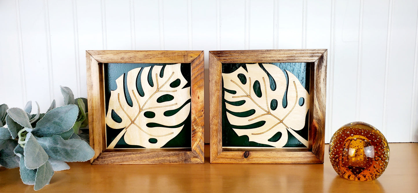Tropical Leaf Wood Wall Art – Handmade Monstera Leaf Decor