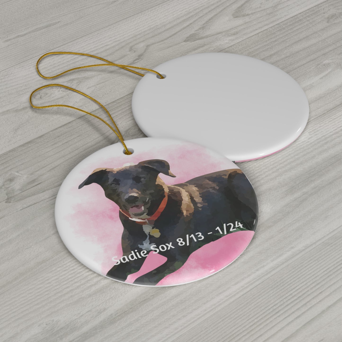 Personalized Pet Watercolor Ornament Using Pet's Photo + Name - Custom Ornament Christmas, Pet Ornament, Personalized Dog Ornament, Custom Dog Ceramic Ornament