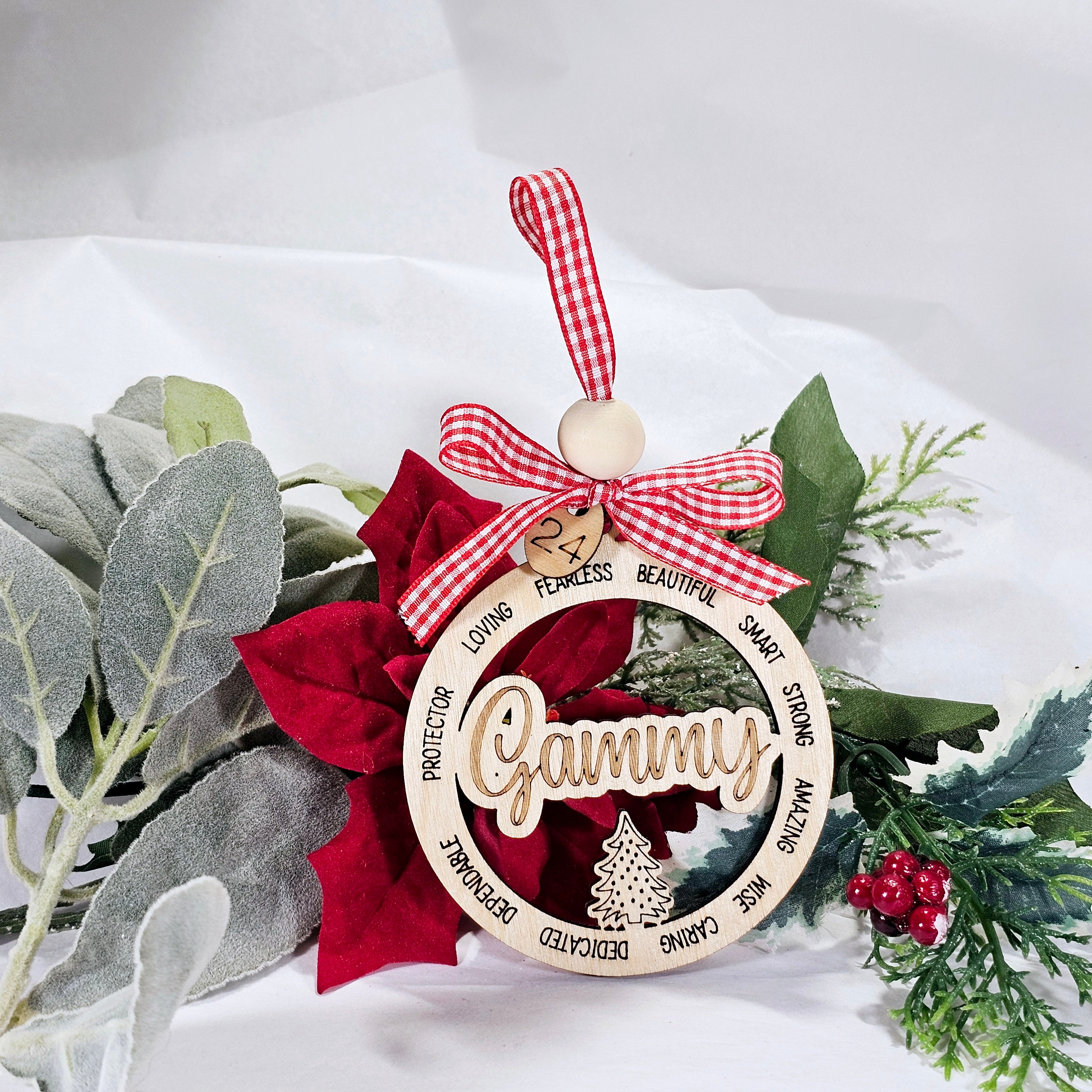 Variety of Grandma names ornaments- engraved with all of the loving attributes that they are