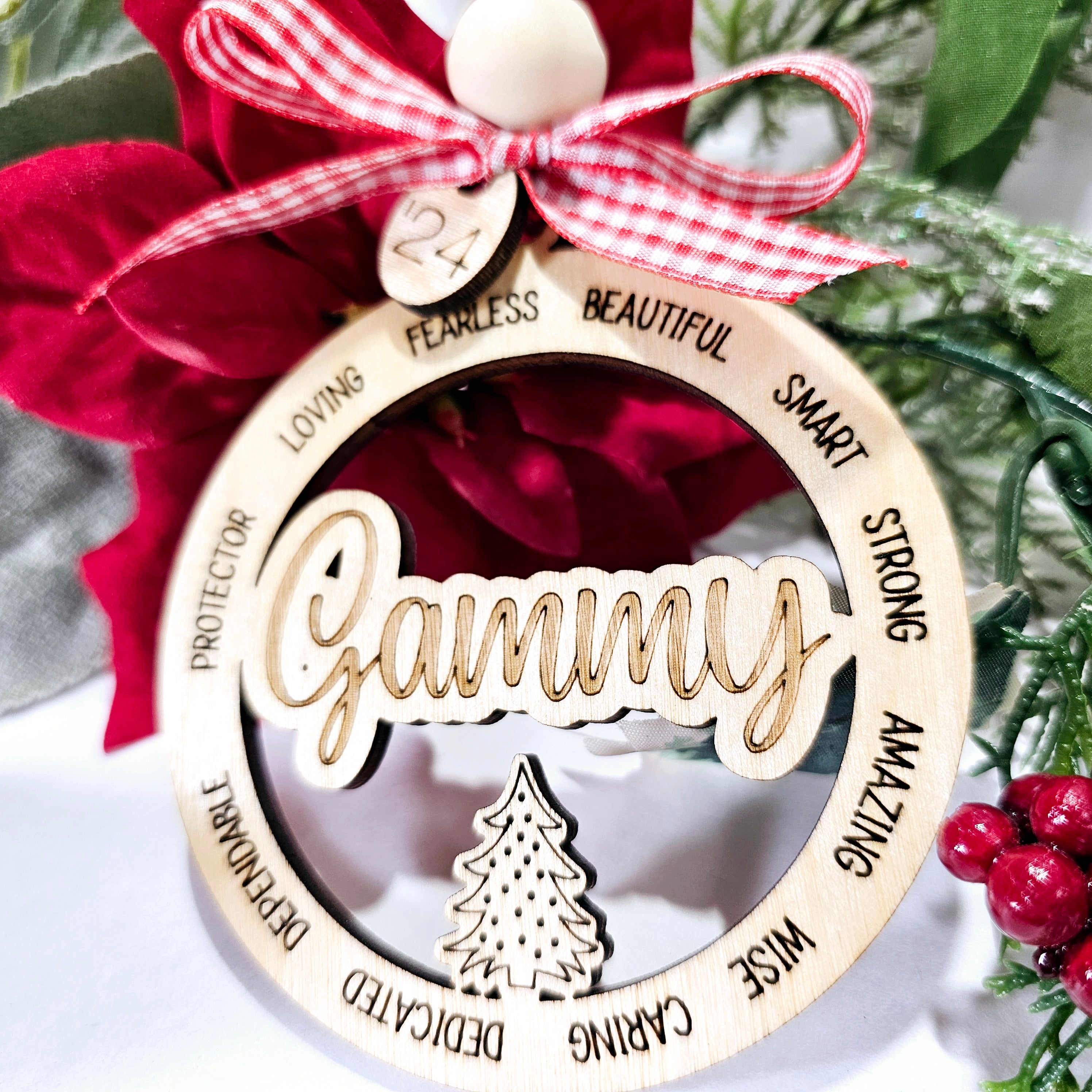 Variety of Grandma names ornaments- engraved with all of the loving attributes that they are