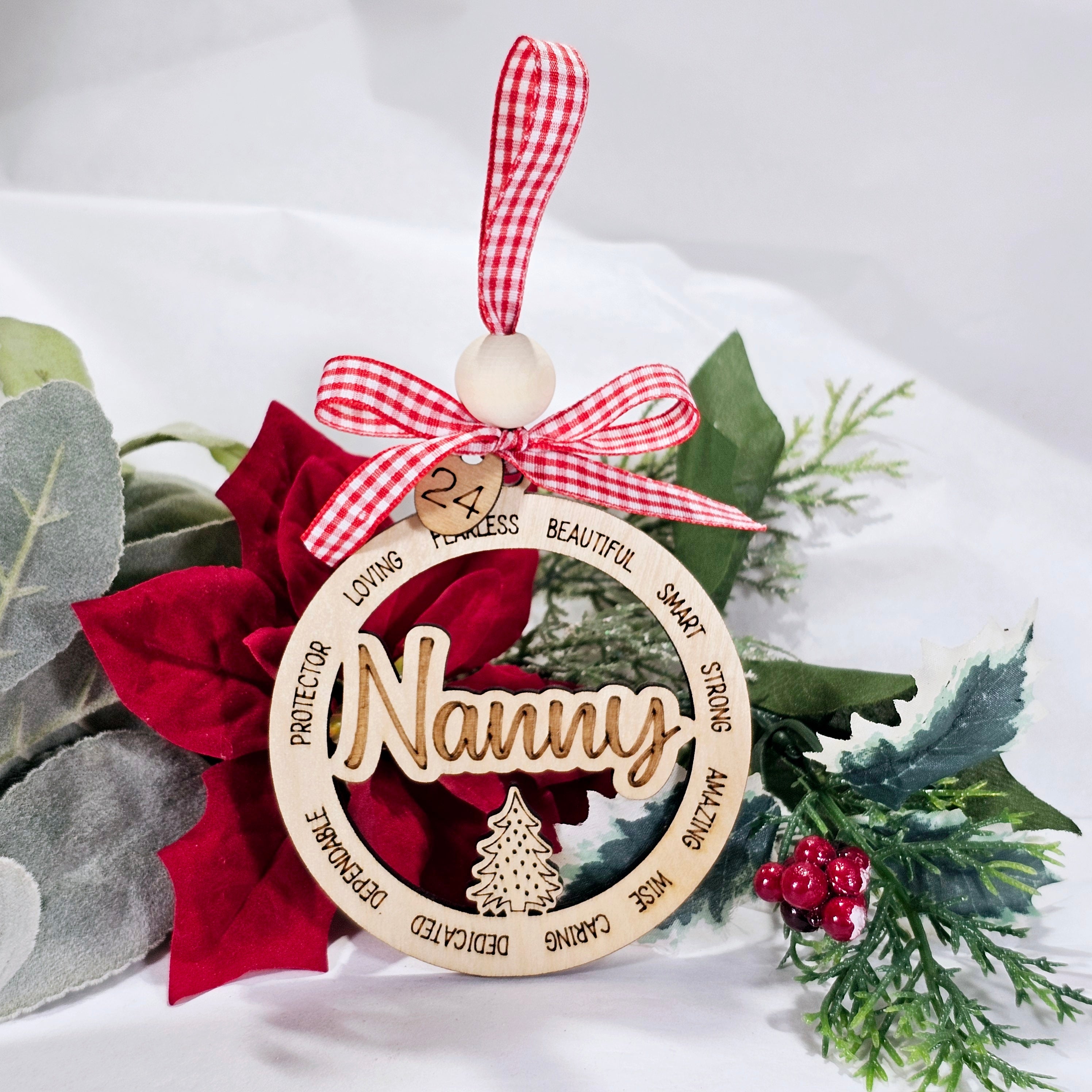 Variety of Grandma names ornaments- engraved with all of the loving attributes that they are