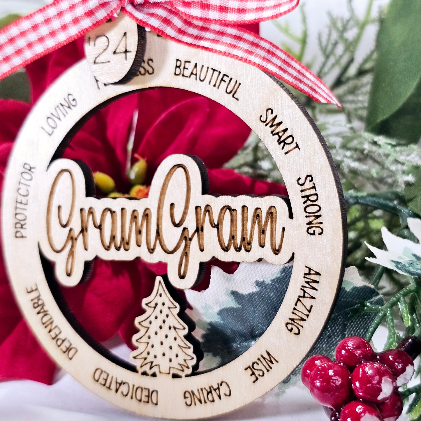 Variety of Grandma names ornaments- engraved with all of the loving attributes that they are