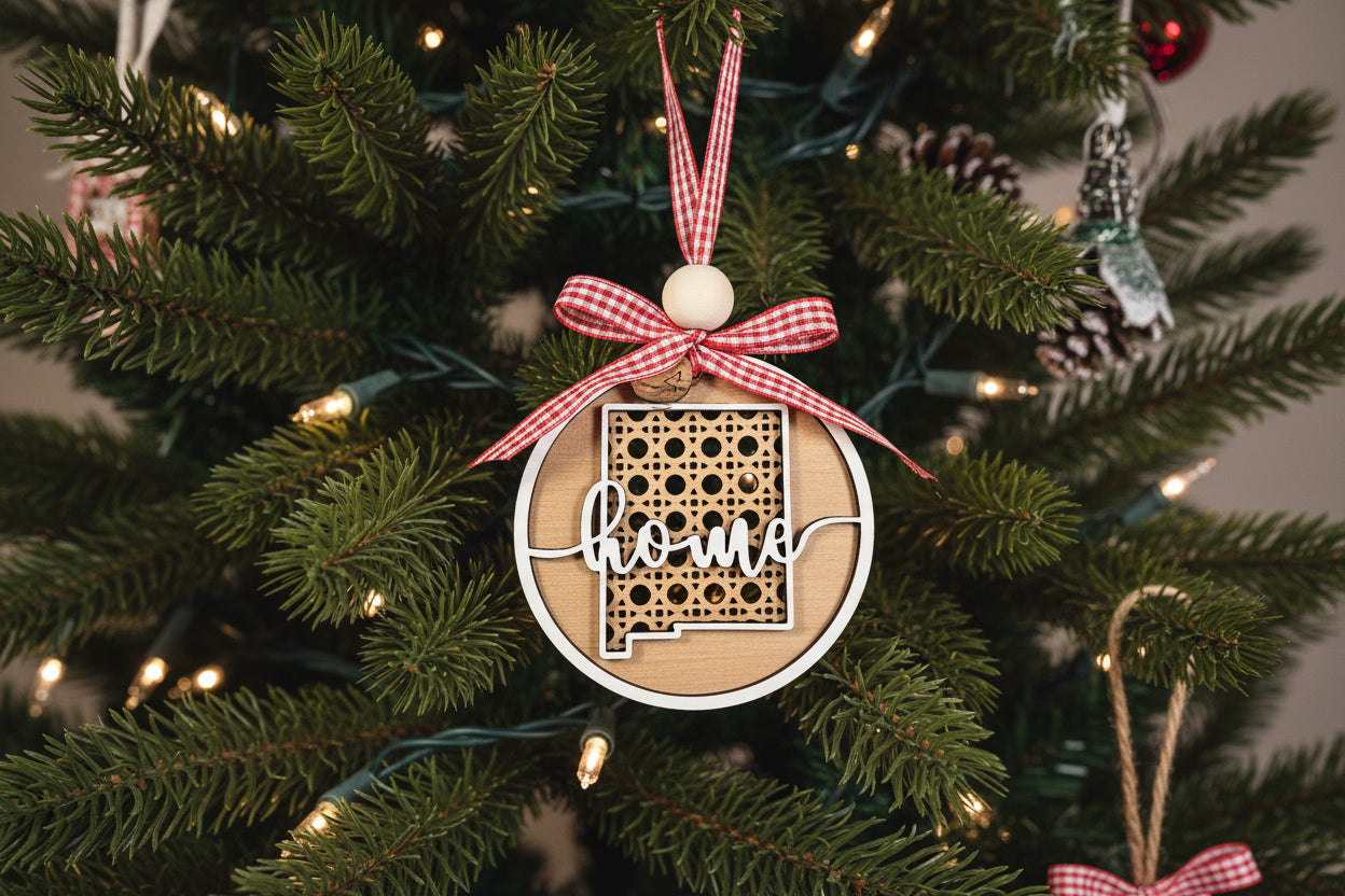 BoHo State Ornaments - All 50 States Rustic Rattan | Made in USA