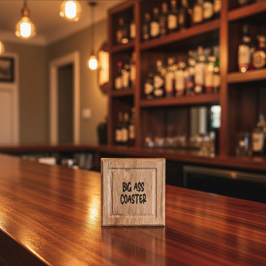 BIG Ass Coaster - Solid oak handmade coaster, Fun Gift for the man in your life; husband's, boyfriends, grandpas. Great gifts for groomsmen