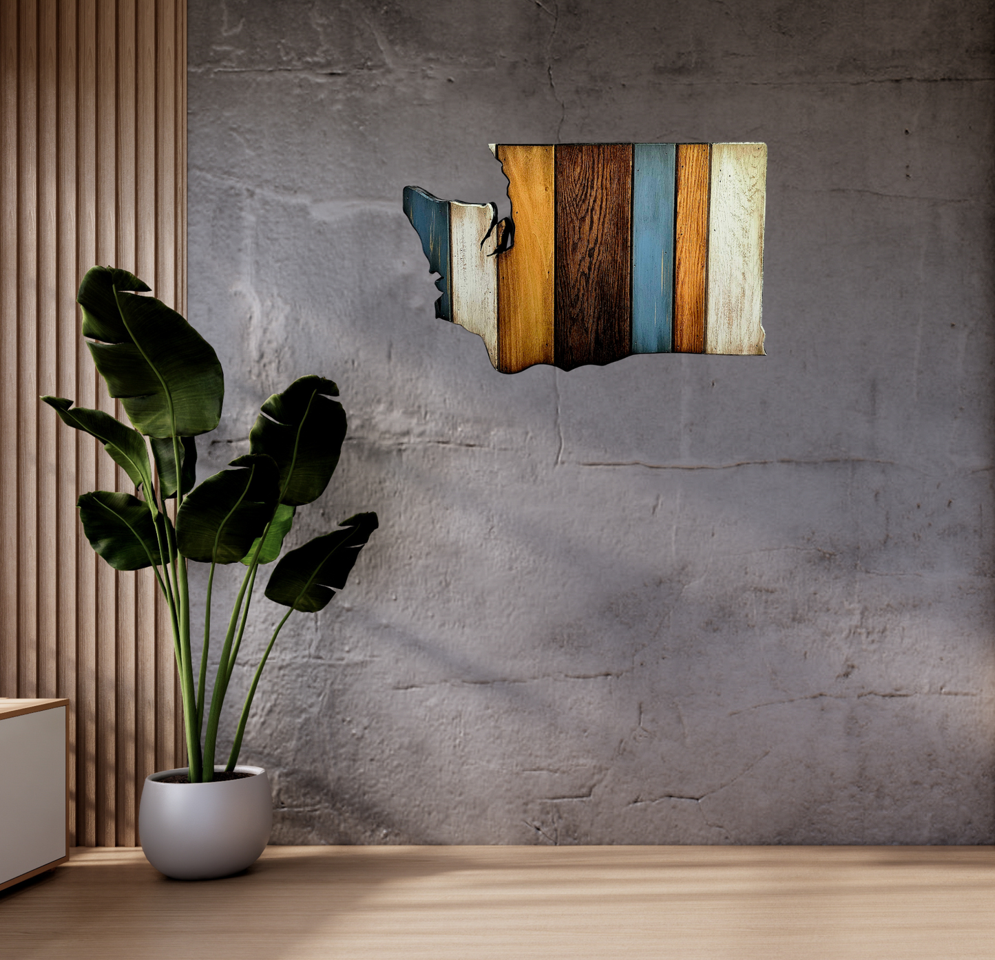 Rustic Washington state wall art, handmade wood wall decor, farmhouse style home office, Evergreen State gift