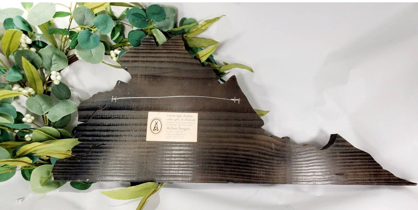 back of handmade Virginia wooden wall art