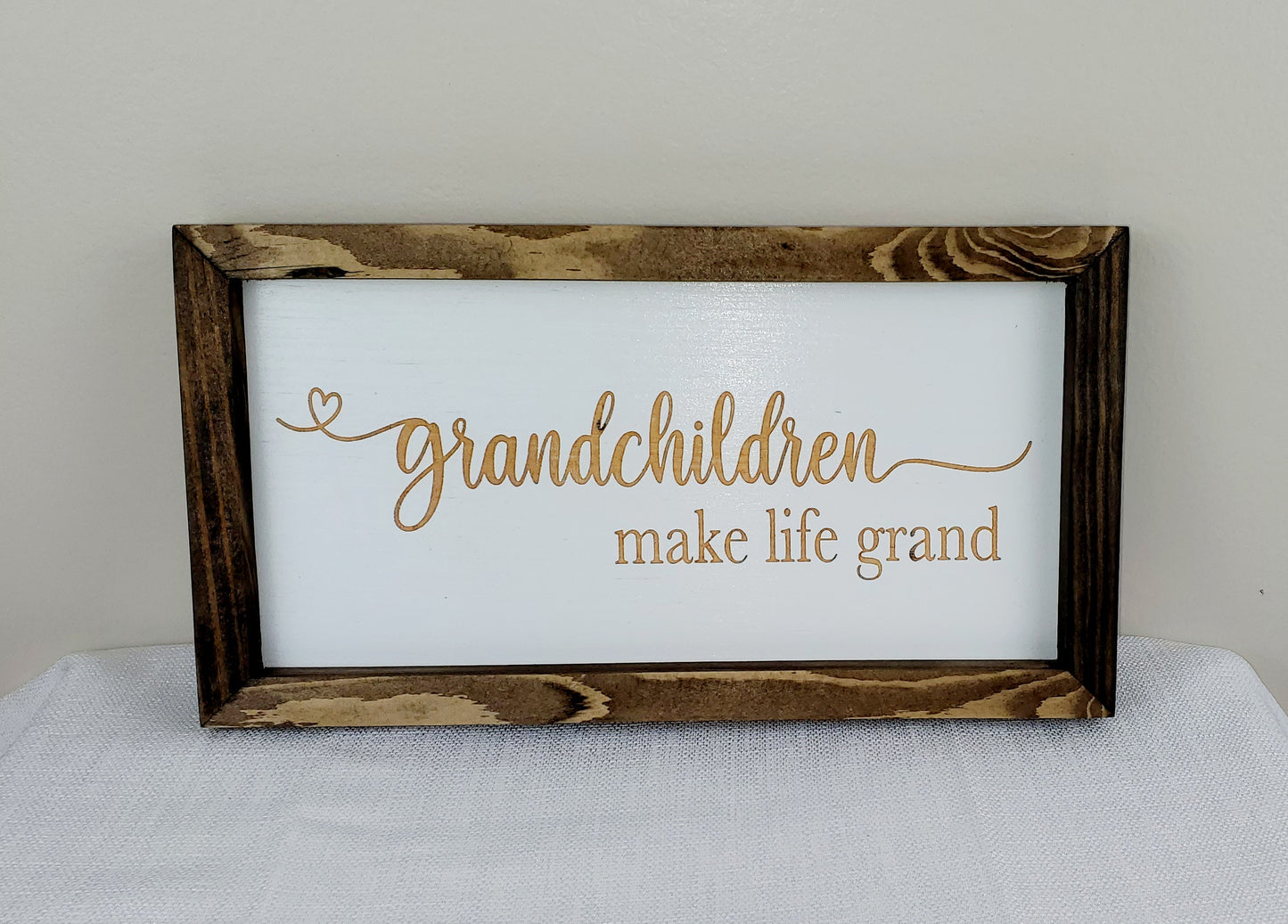 Grandchildren Make Life Grand! -shelf sitter - handmade- 6" x 12"