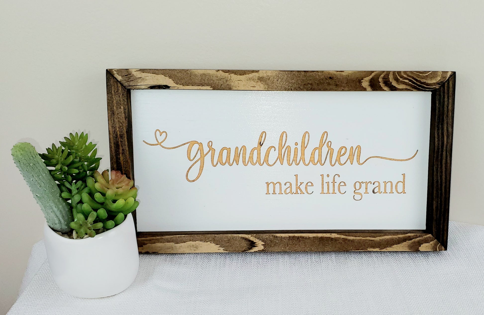 grandchildren make life grand handmade, engraved sign