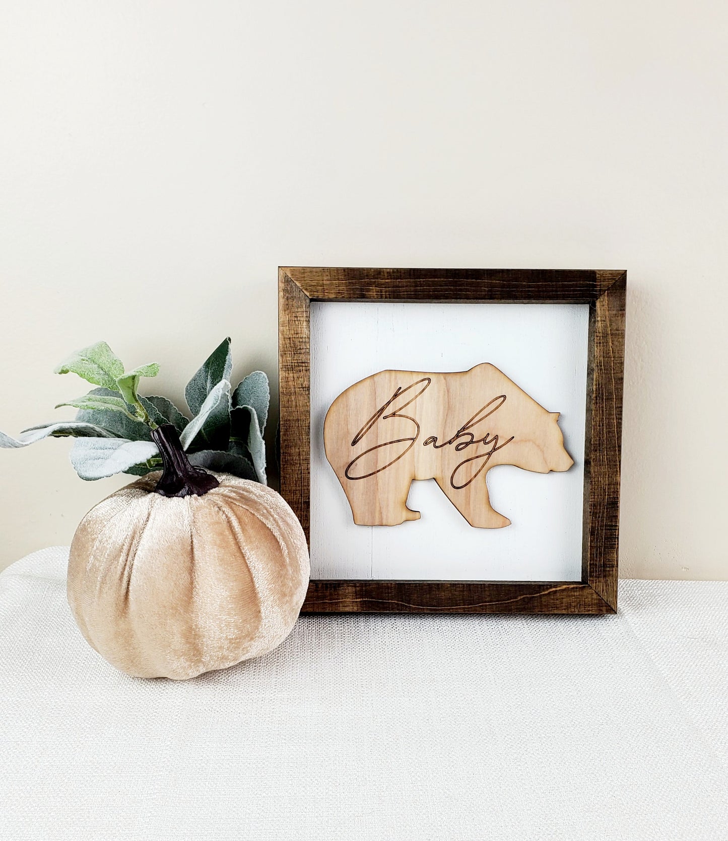 Handmade Baby Bear sign 6" x 6" 