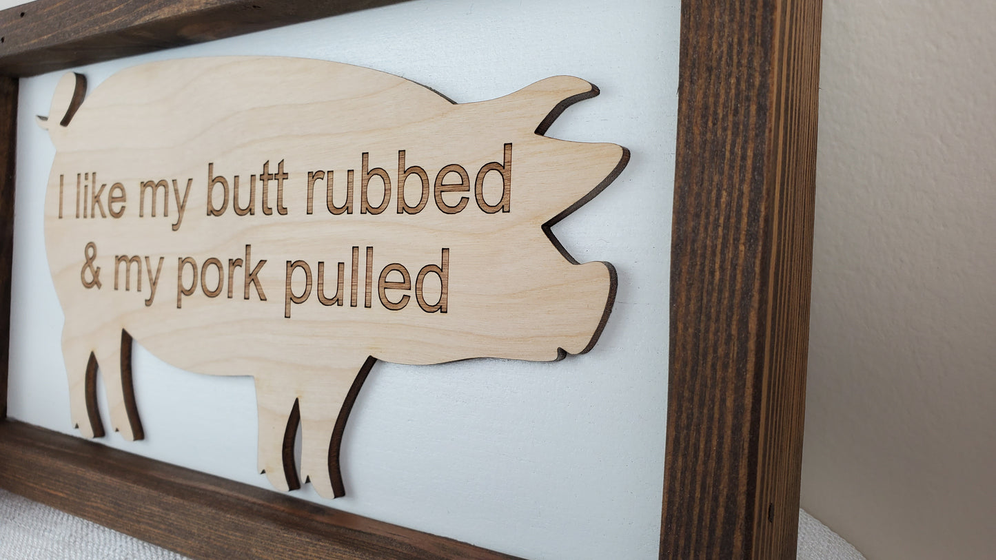 Bar BQ Fun engraved signs-variety- Handmade frame, cut and engraved Pig