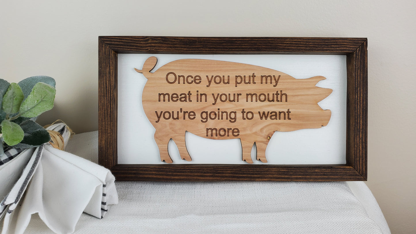 Bar BQ Fun engraved signs-variety- Handmade frame, cut and engraved Pig