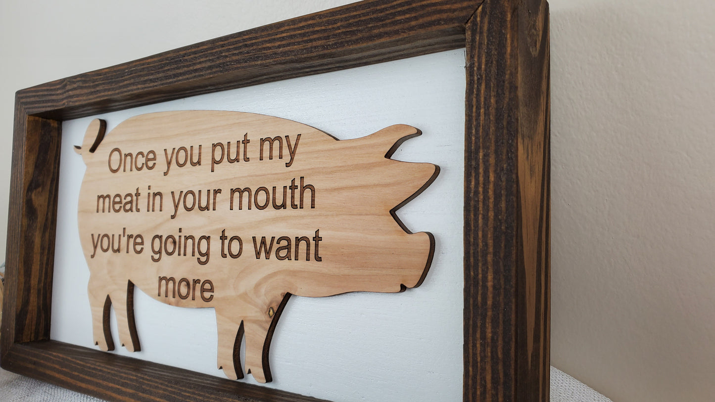 Bar BQ Fun engraved signs-variety- Handmade frame, cut and engraved Pig