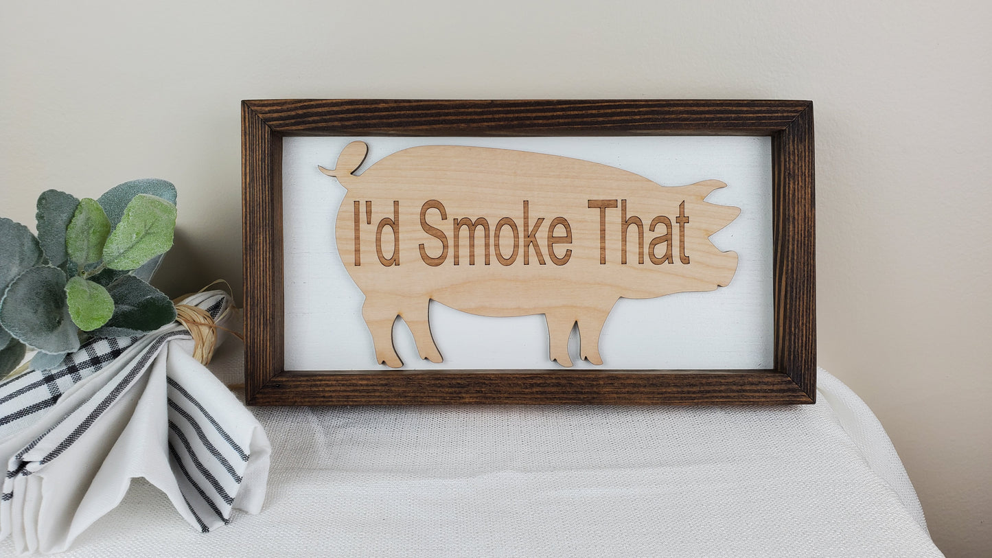 Bar BQ Fun engraved signs-variety- Handmade frame, cut and engraved Pig