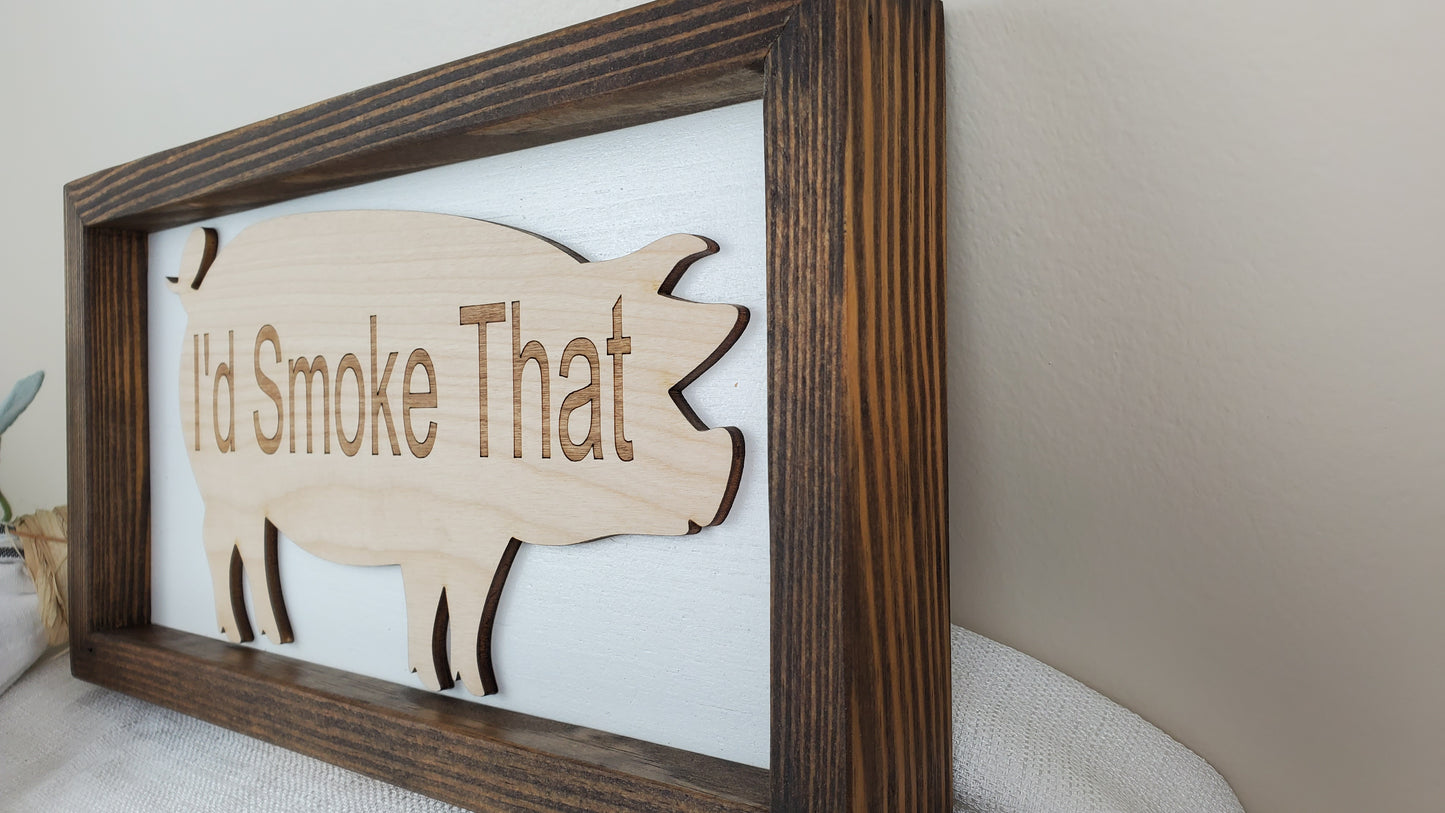 Bar BQ Fun engraved signs-variety- Handmade frame, cut and engraved Pig