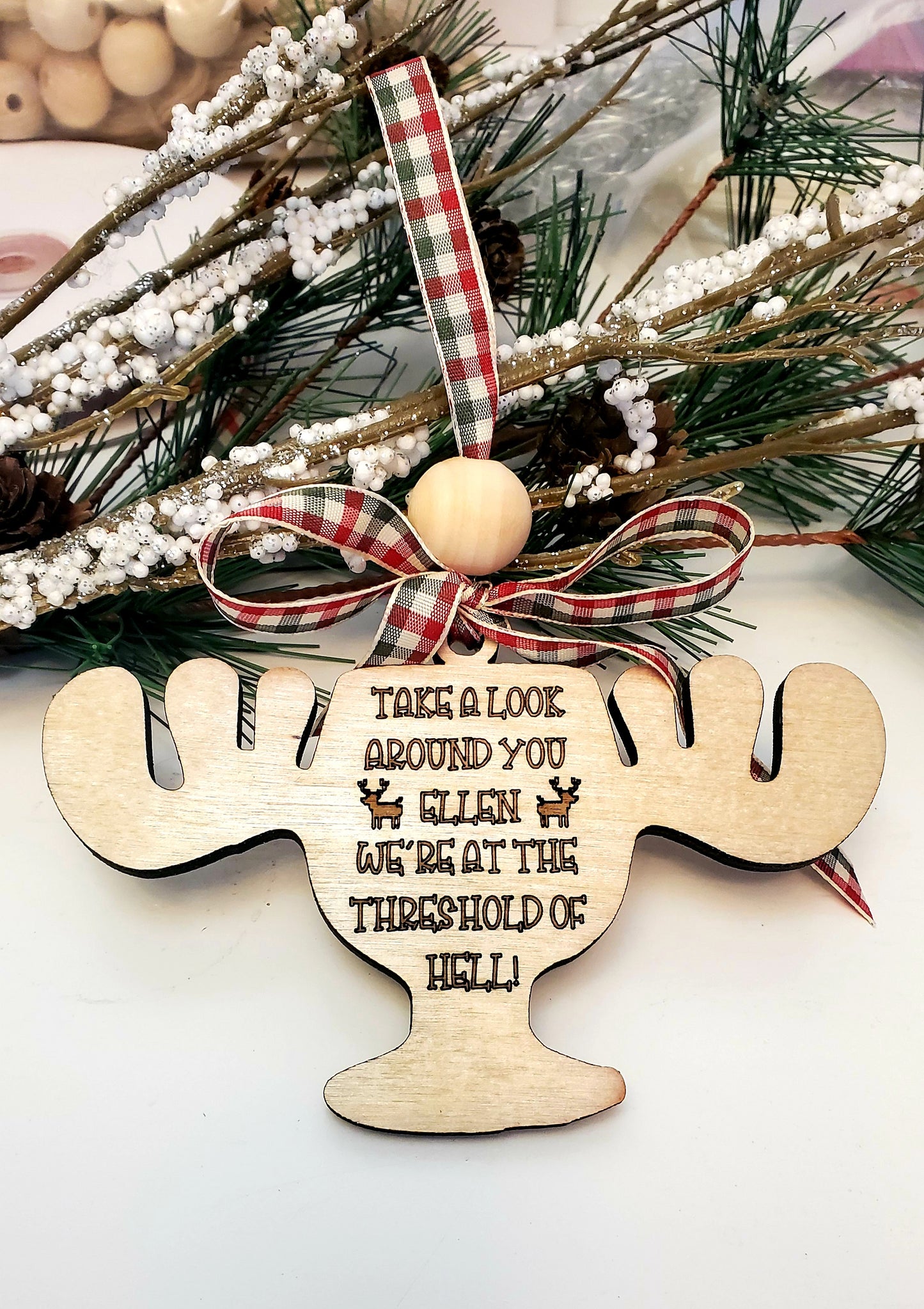 Threshold of Hell! -funny engraved ornament in the shape of the moose cup inspired by National Lampoons Christmas Vacation