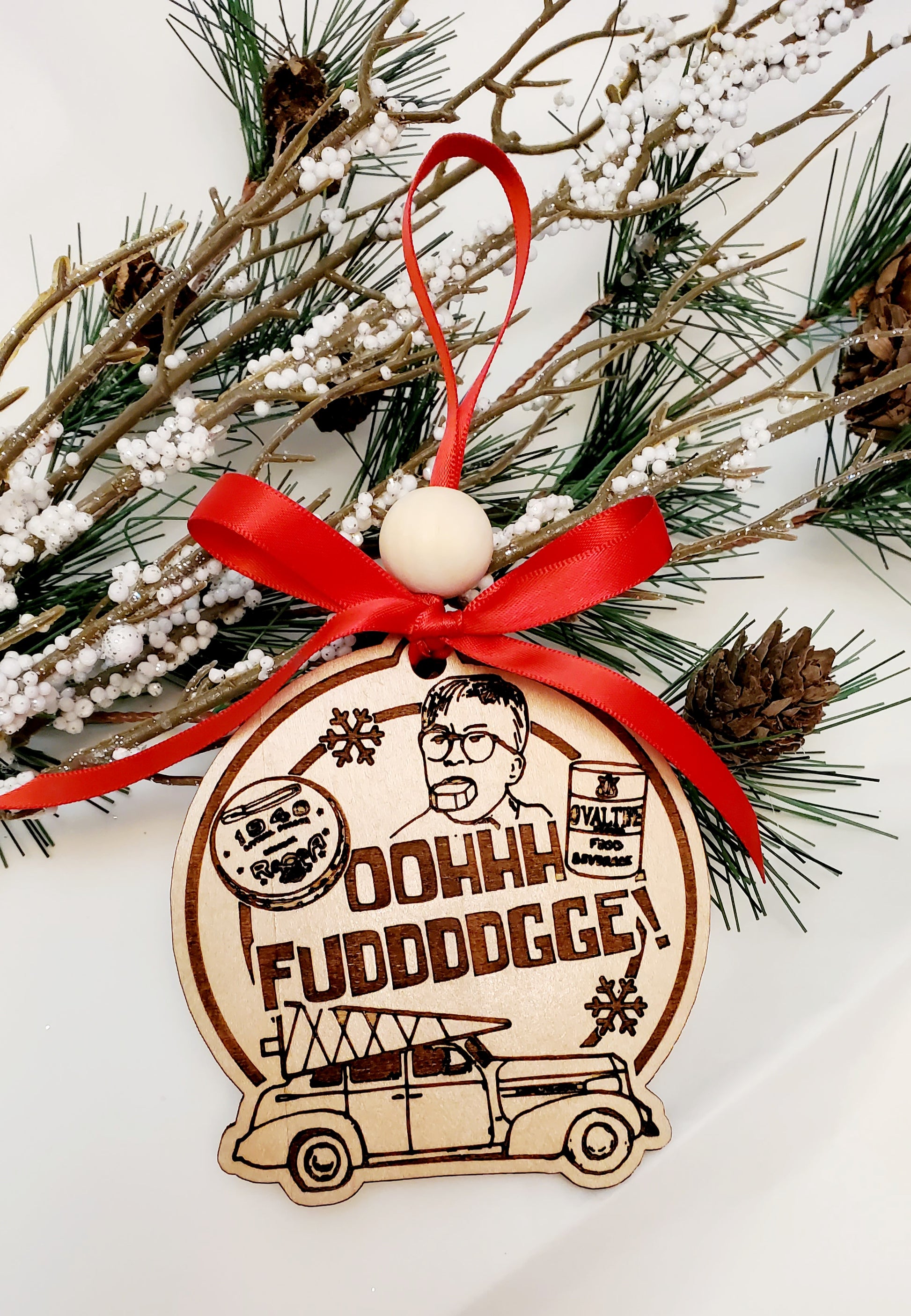 OH FUDGE! engraved ornament from scene of the classic movie, A Christmas Story