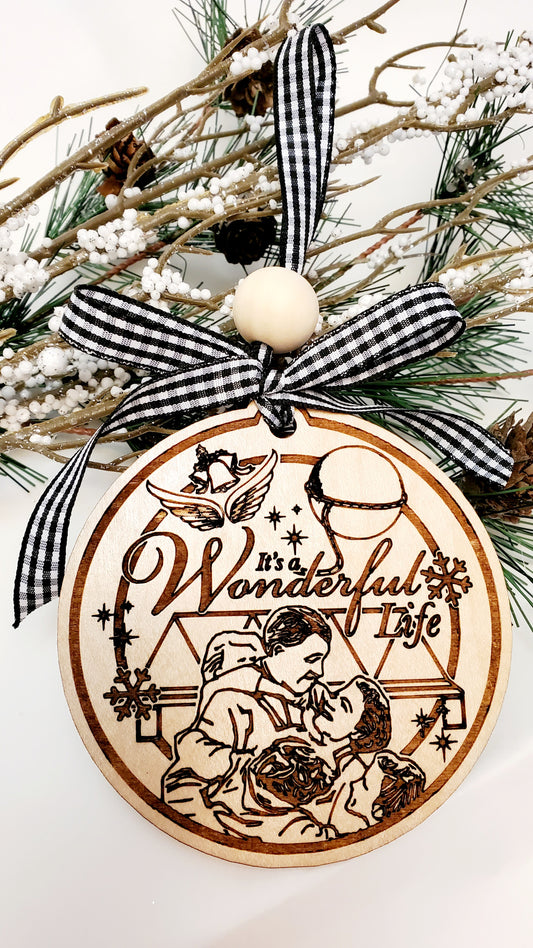 It's  A Wonderful Life ornament - Inspired by the Classic Christmas movie -Engraved wood