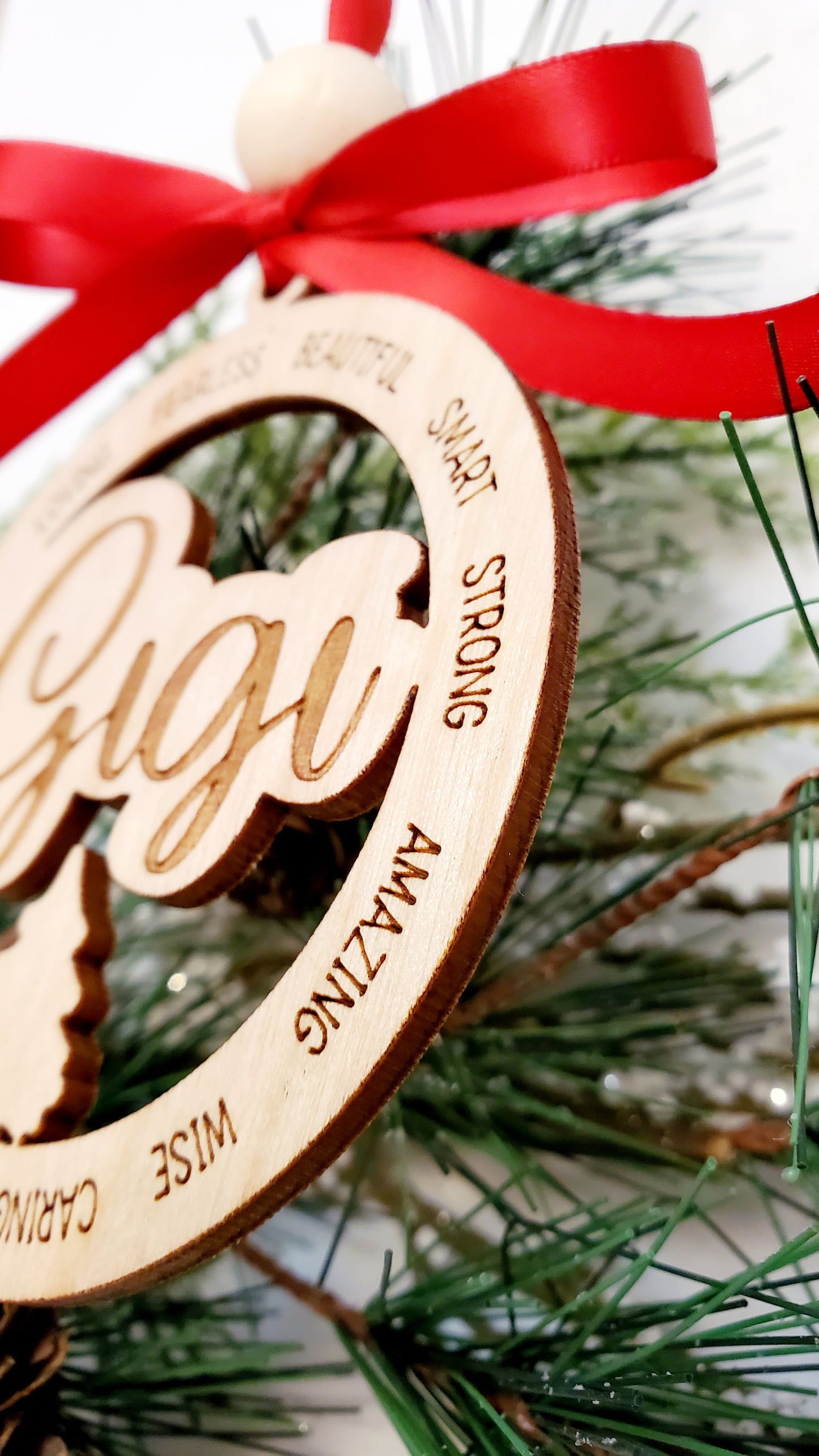 Variety of Grandma names ornaments- engraved with all of the loving attributes that they are