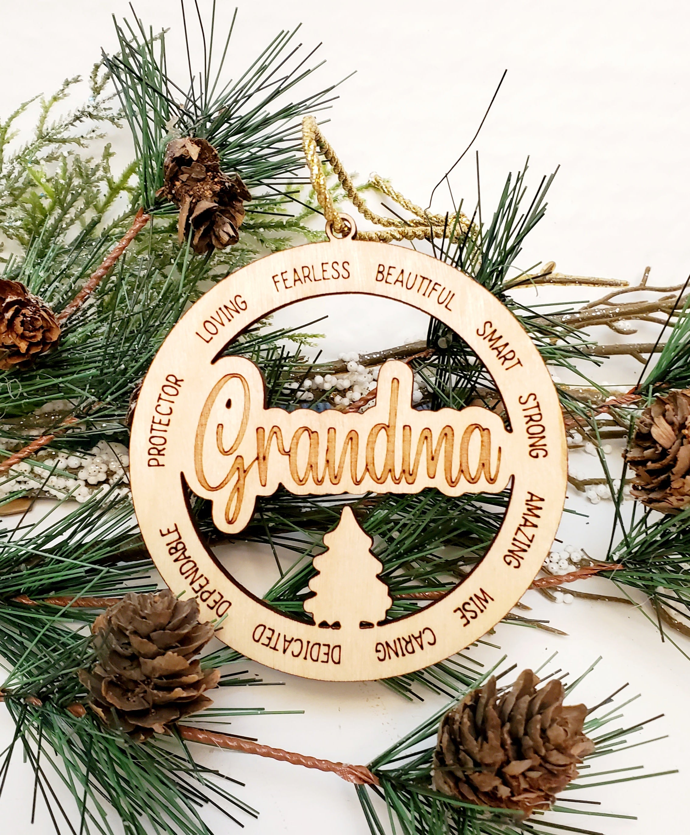 Variety of Grandma names ornaments- engraved with all of the loving attributes that they are