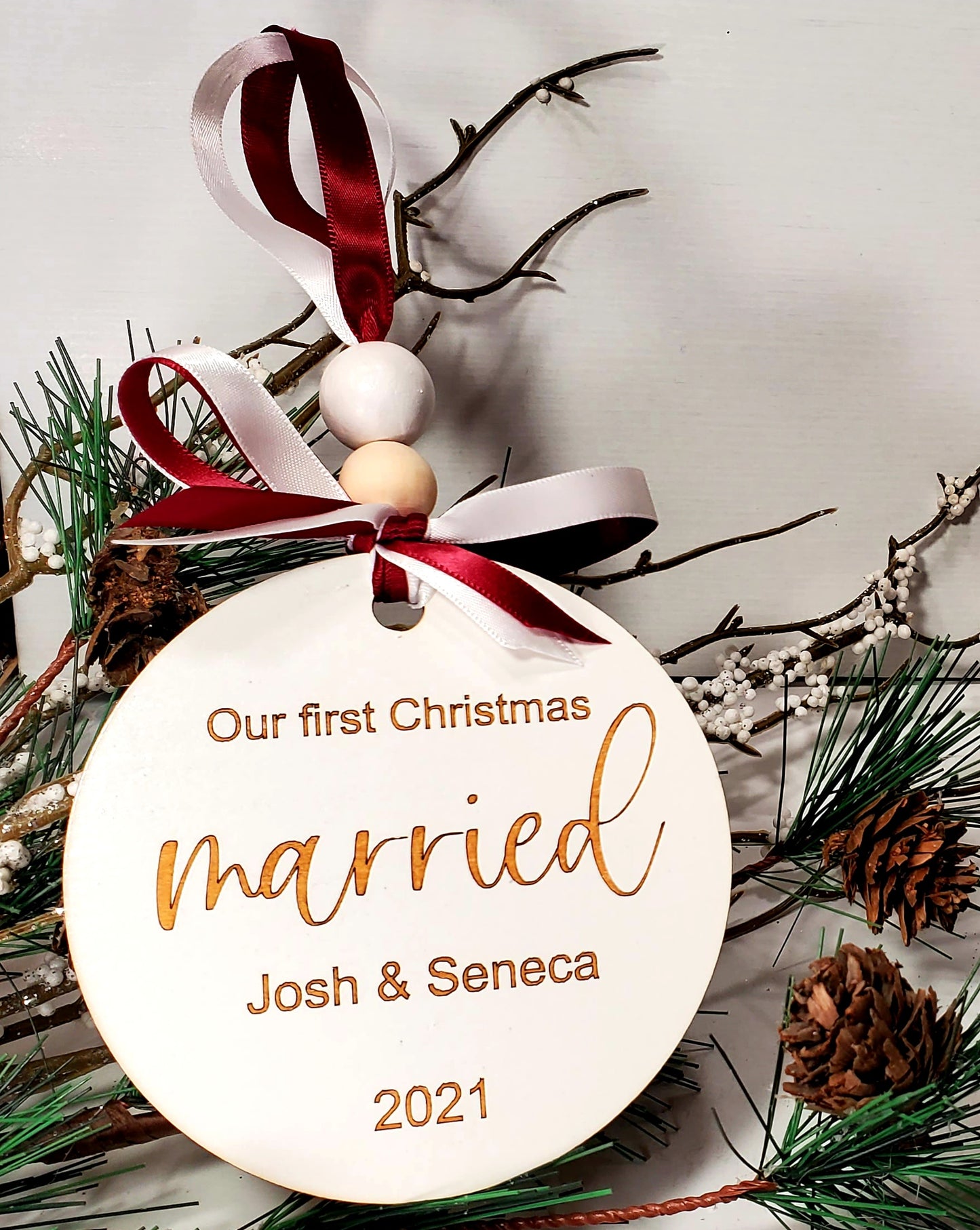 Custom Engraved Wedding Ornament