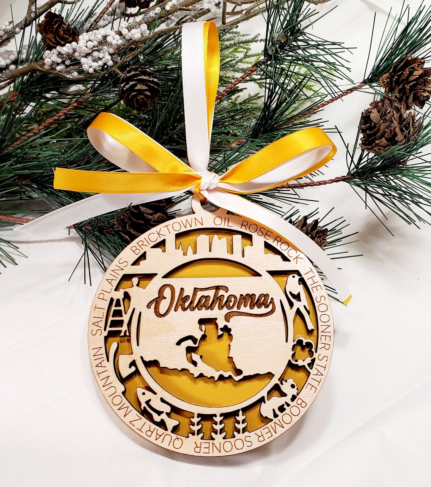 Oklahoma ornament - small representation of what makes this state great & unique.