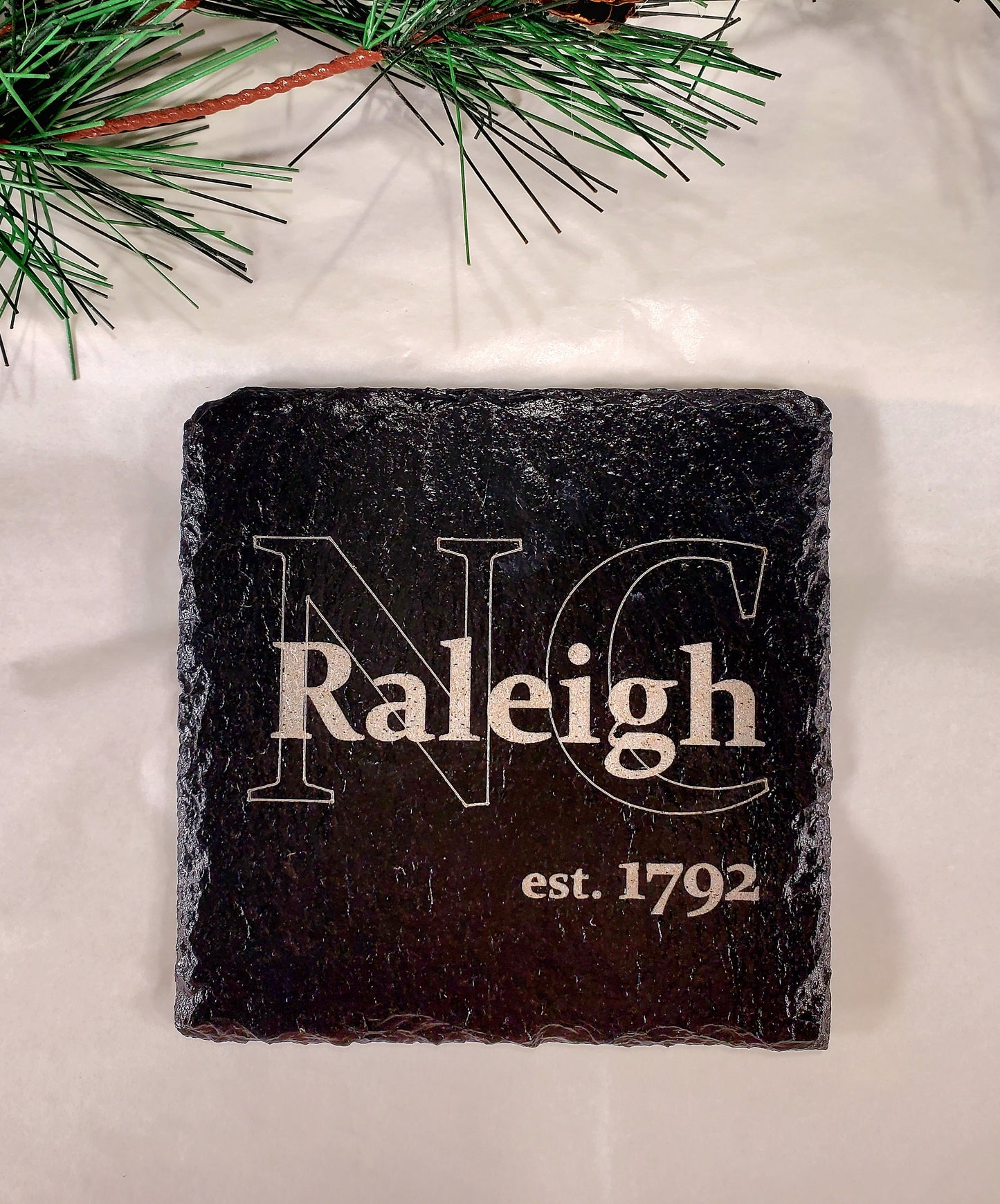 Engraved Slate Coaster - customizable with city, state, names, logos, etc