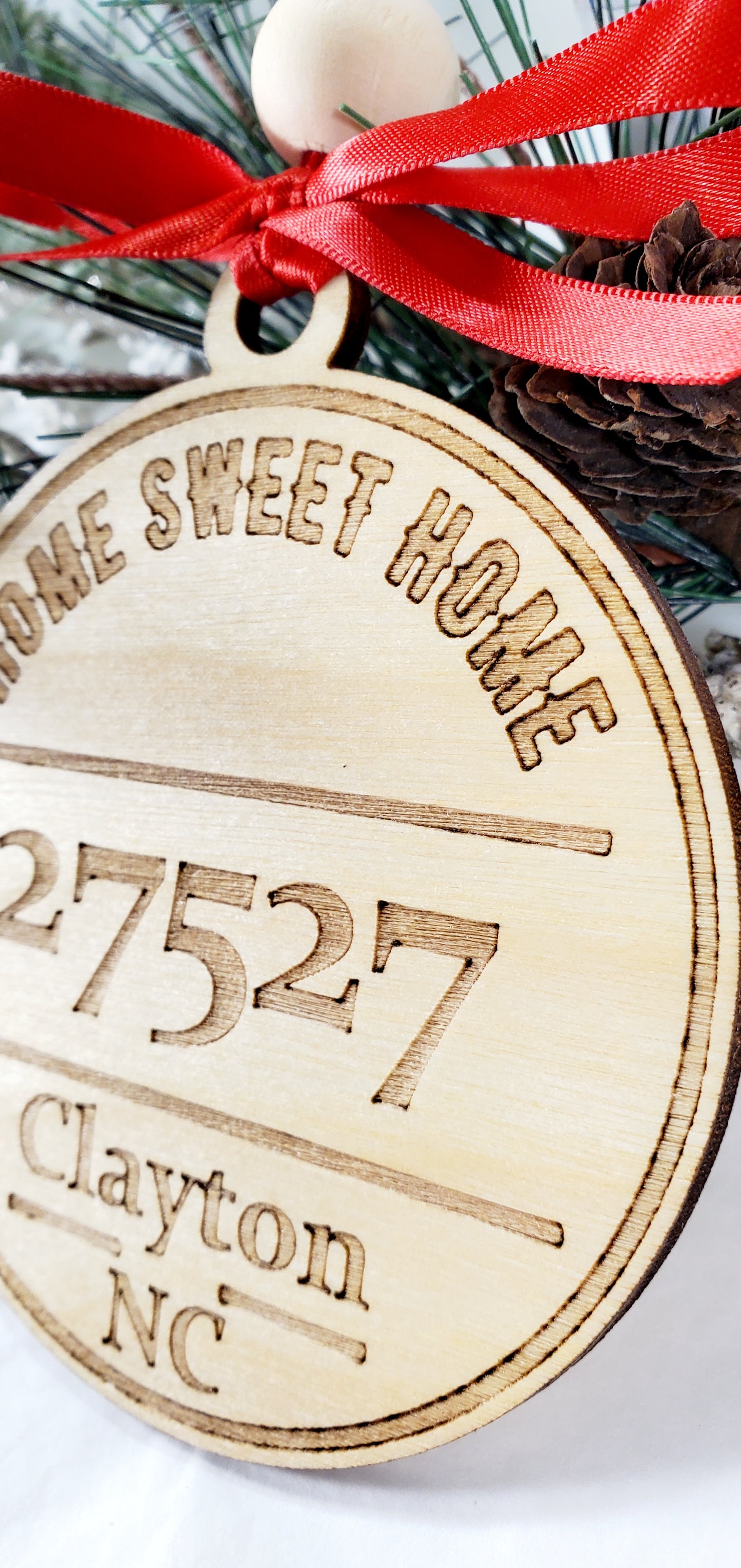 Home Sweet Home Custom Zip Code ornaments - you provide zip code, town & state - engraved - Very Personalized!