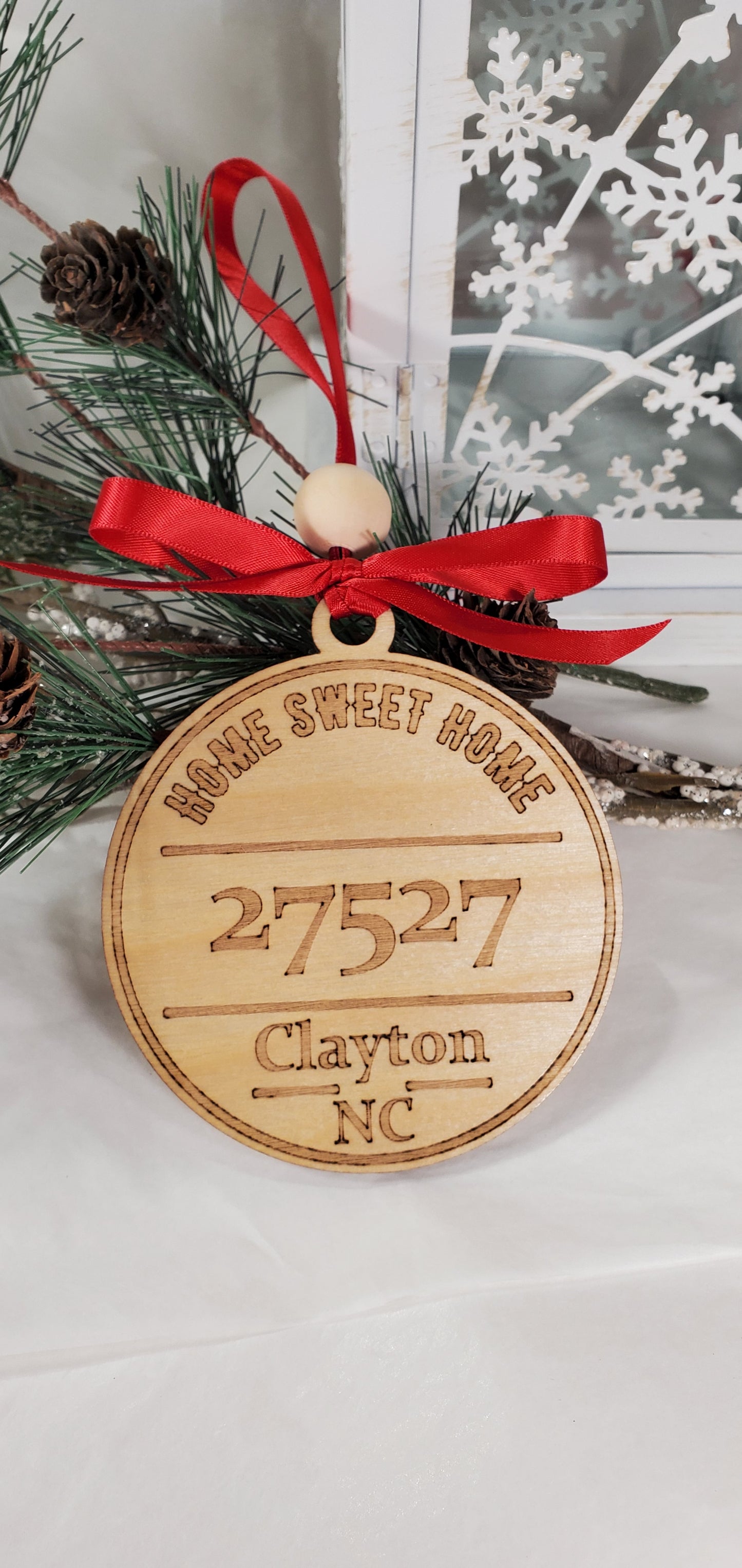 Home Sweet Home Custom Zip Code ornaments - you provide zip code, town & state - engraved - Very Personalized!