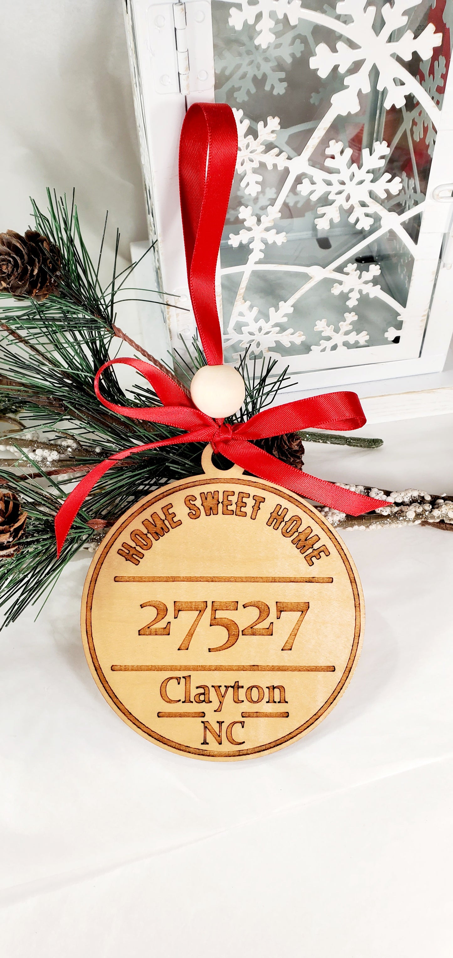 Home Sweet Home Custom Zip Code ornaments - you provide zip code, town & state - engraved - Very Personalized!