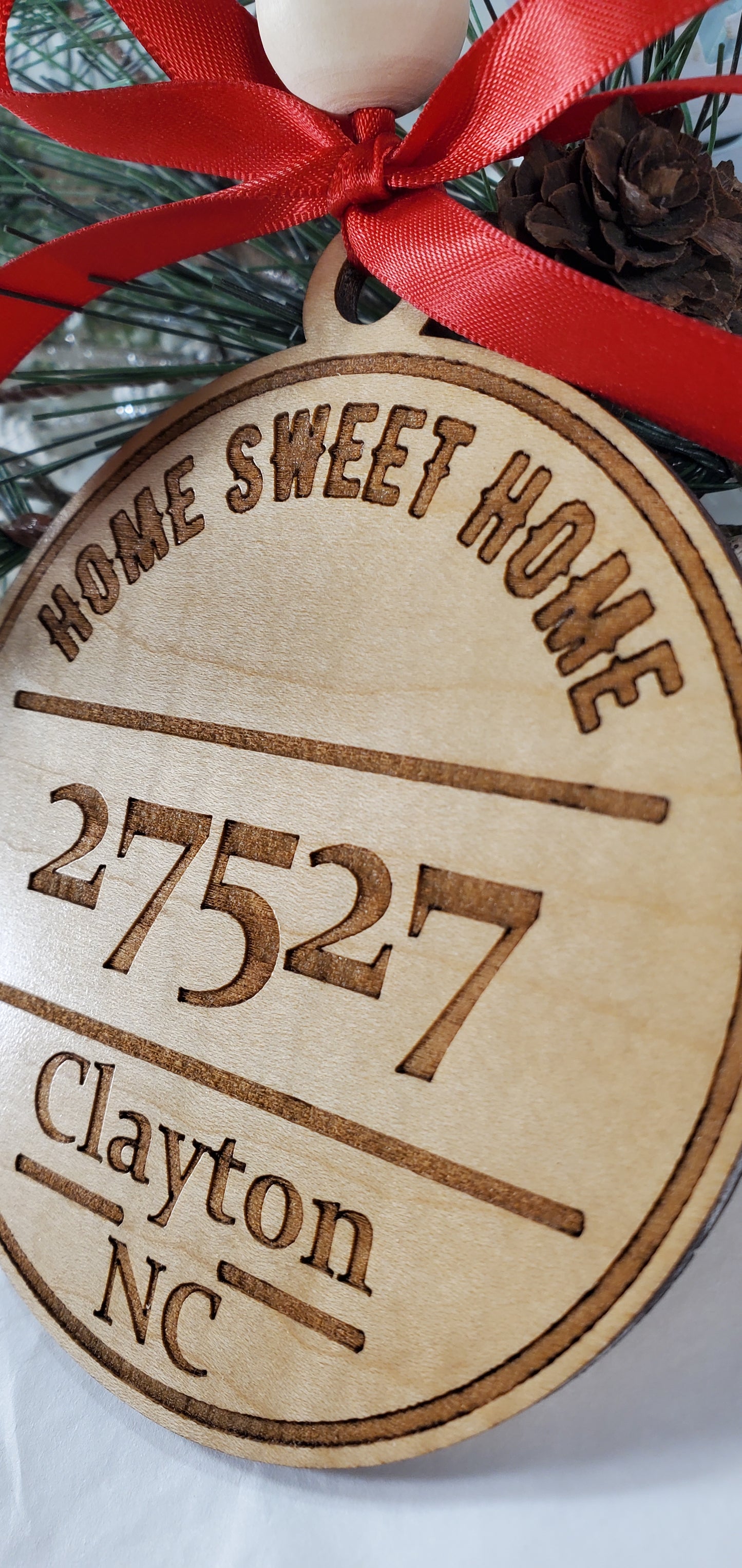 Home Sweet Home Custom Zip Code ornaments - you provide zip code, town & state - engraved - Very Personalized!