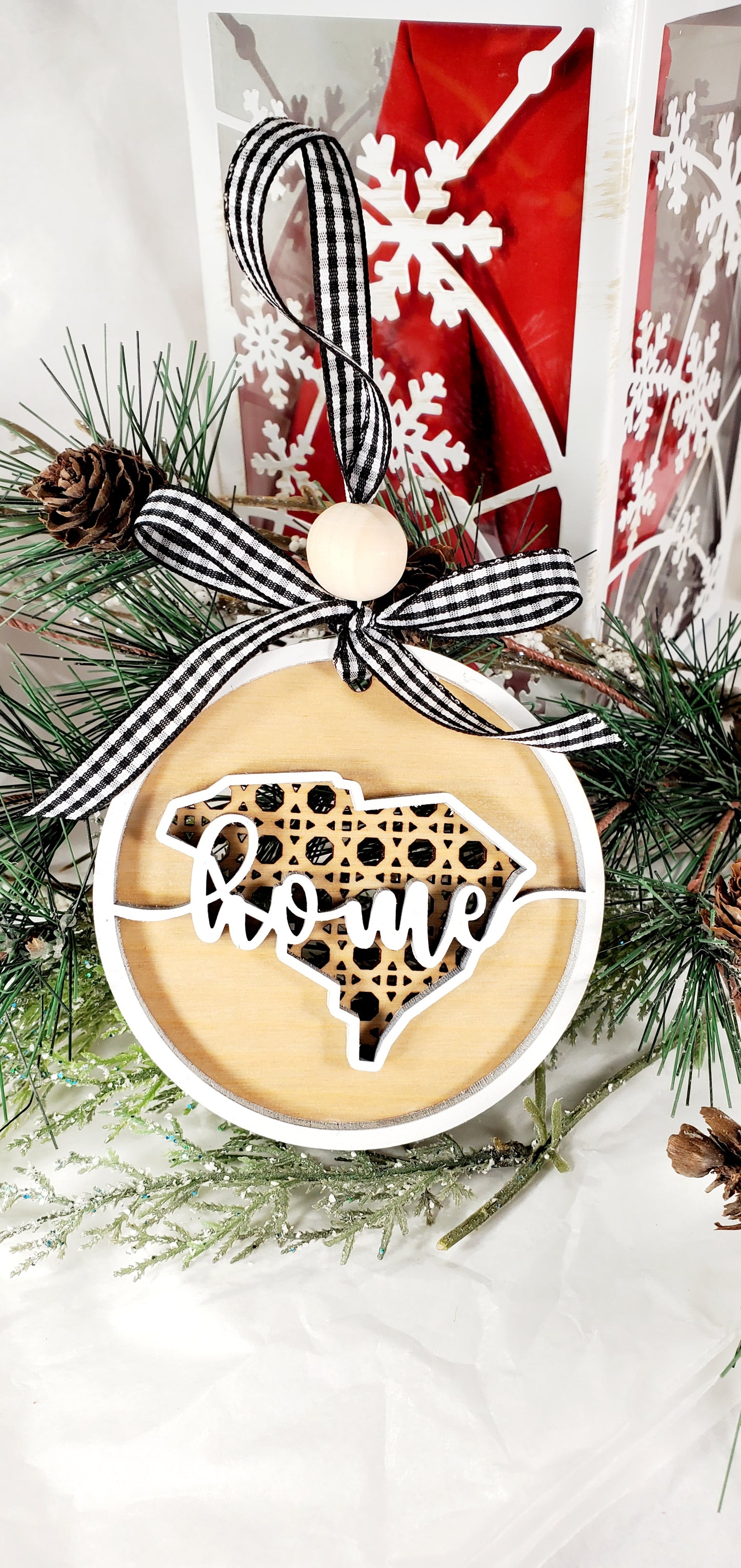 South Carolina BoHo Christmas ornament, 50 states available Christmas ornament, BoHo home decor, Unique state gift, unique state souvenirs -All 50 states available