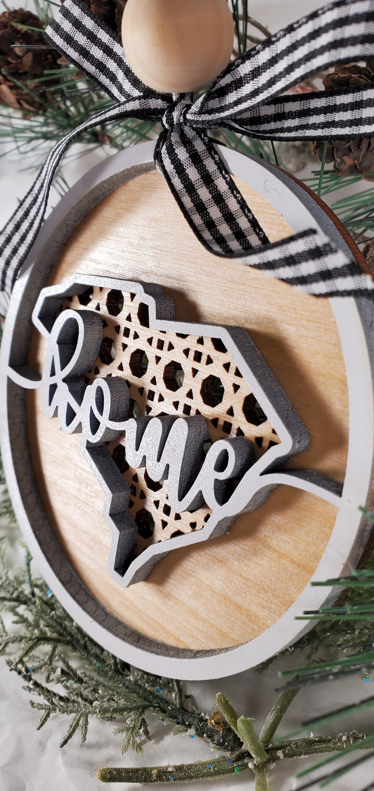 South Carolina BoHo Christmas ornament, 50 states available Christmas ornament, BoHo home decor, Unique state gift, unique state souvenirs -All 50 states available