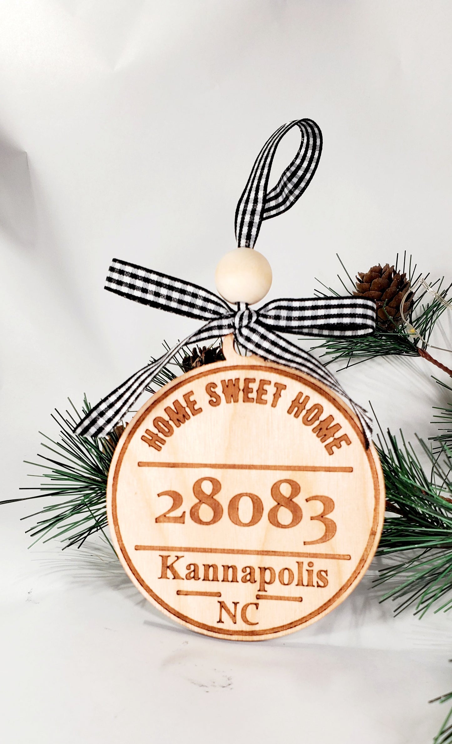 Home Sweet Home Custom Zip Code ornaments - you provide zip code, town & state - engraved - Very Personalized!