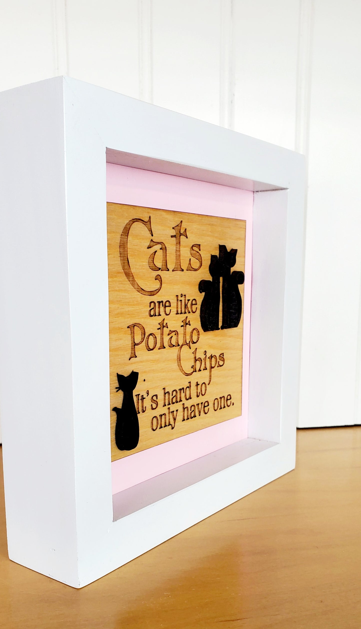 "Cats are Like Potato Chips, It's hard to only Have One" Wood Sign, MCM cats, Handmade Cat lover gift