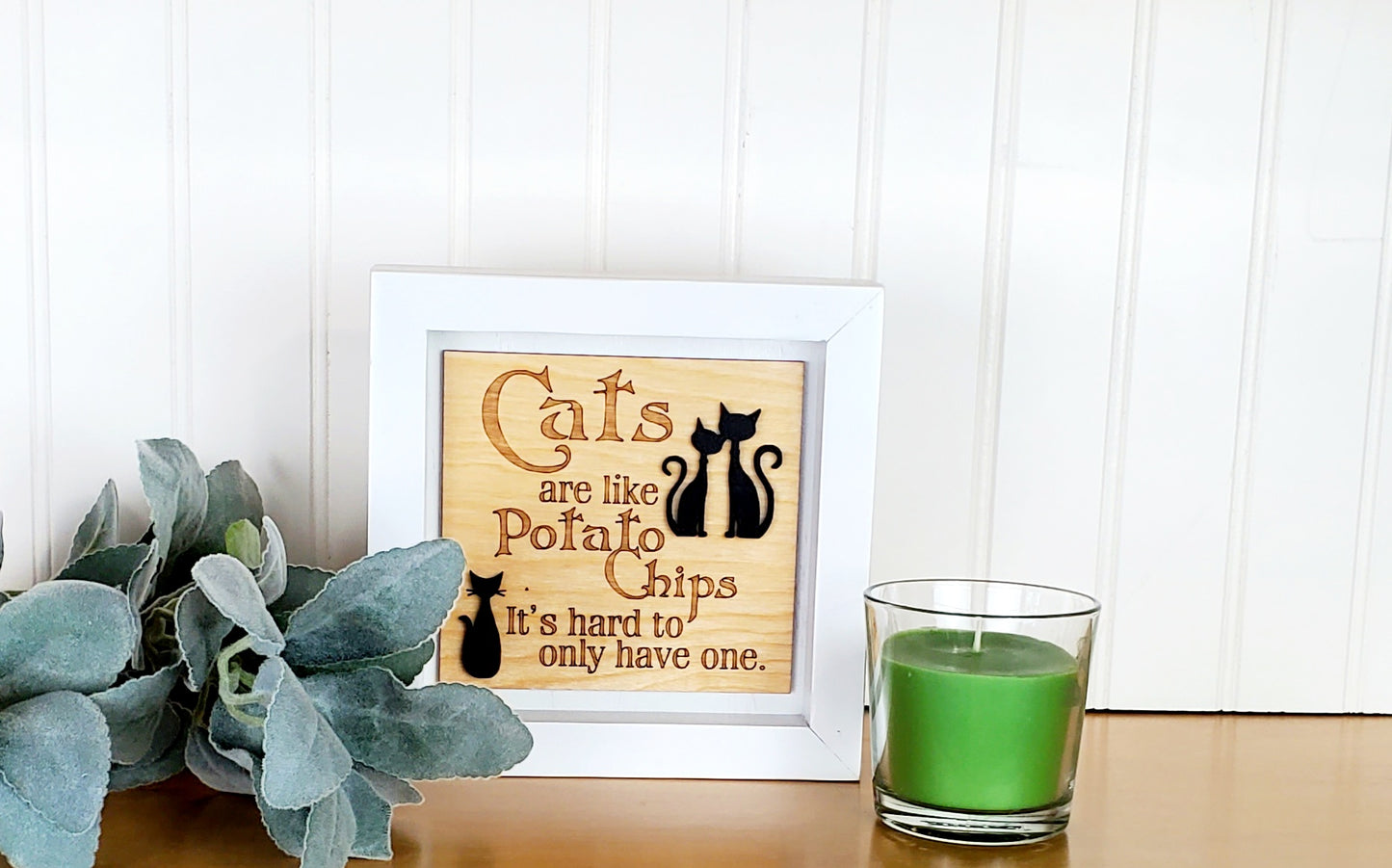 "Cats are Like Potato Chips, It's hard to only Have One" Wood Sign, MCM cats, Handmade Cat lover gift