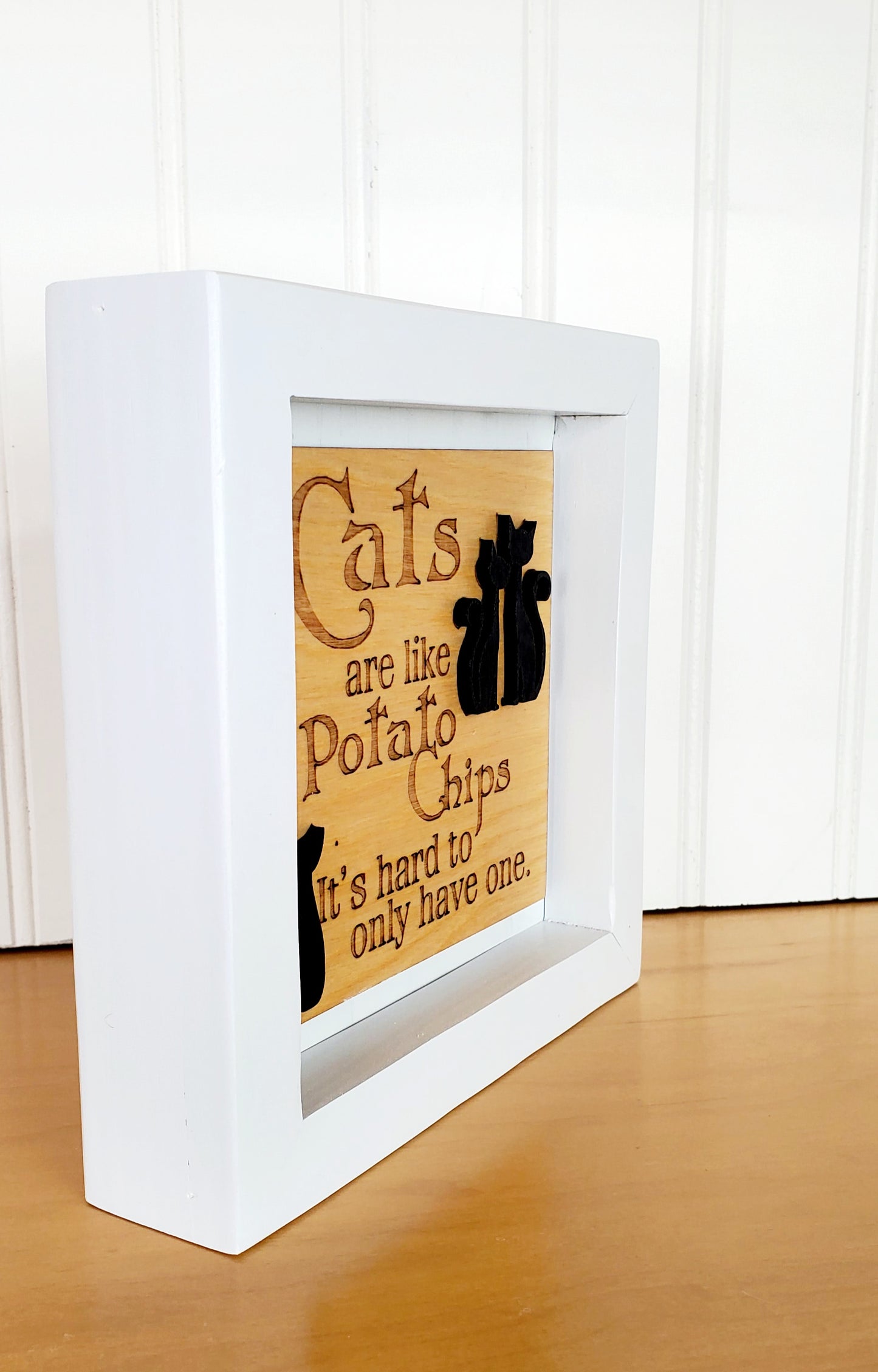 "Cats are Like Potato Chips, It's hard to only Have One" Wood Sign, MCM cats, Handmade Cat lover gift