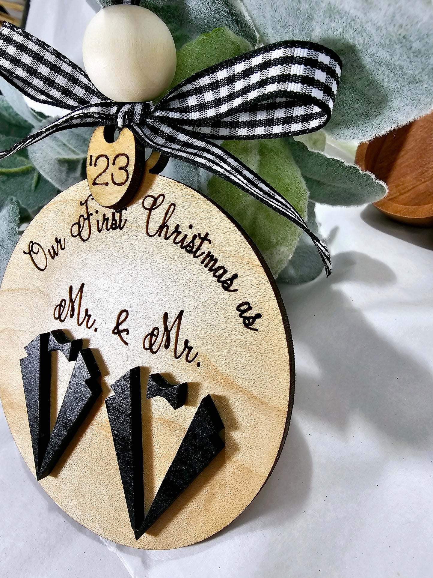 Newlywed Christmas Ornament, Wedding Ornament, Mr and Mr. Ornament, First Wedding Ornament, Newlywed Christmas Gift, Couples Wedding Gift