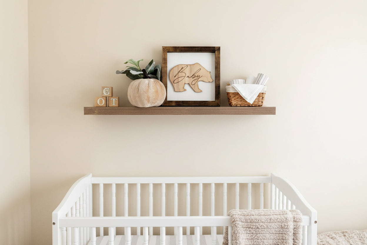 Handmade Baby Bear sign 6" x 6" 