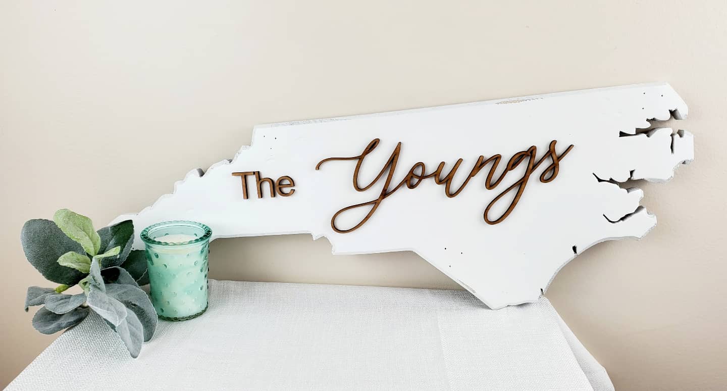 Custom Orders Only- White, slightly distressed wood 2ft North Carolina - Custom Name or Town