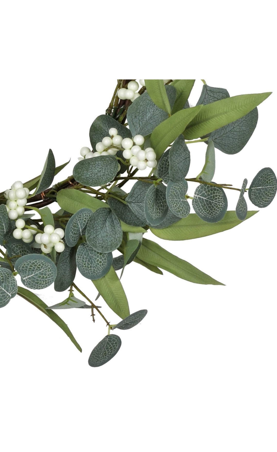 Beautiful, Neutral Eucalyptus & Olive Leaf Wreath featuring White Berries